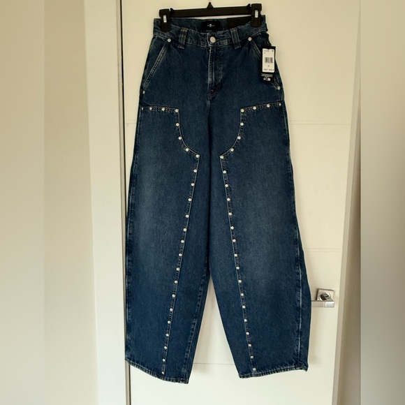 7 FOR ALL MANKIND Women's Blue Wide-Leg Jeans Sz. 23 - Picture 7 of 11